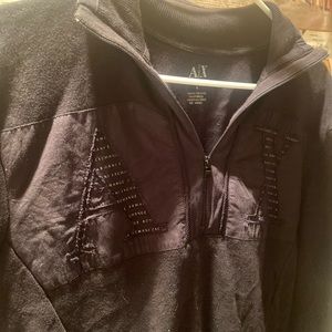 Armani exchange black pullover collared crewneck